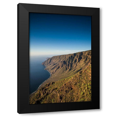 Canary Islands-El Hierro Island-Mirador de Isora-elevated view of the east coast Black Modern Wood Framed Art Print with Double Matting by Bibikow, Walter