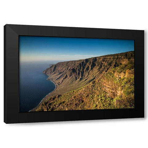 Canary Islands-El Hierro Island-Mirador de Isora-elevated view of the east coast Black Modern Wood Framed Art Print by Bibikow, Walter