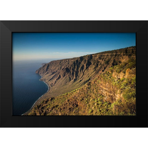 Canary Islands-El Hierro Island-Mirador de Isora-elevated view of the east coast Black Modern Wood Framed Art Print by Bibikow, Walter