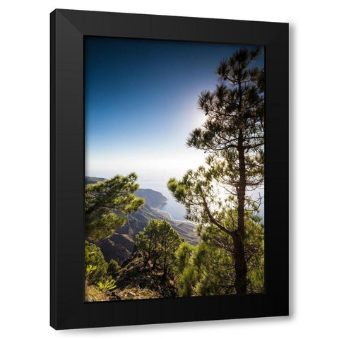 Canary Islands-El Hierro Island-Mirador de las Playas-elevated view of the east coast Black Modern Wood Framed Art Print with Double Matting by Bibikow, Walter