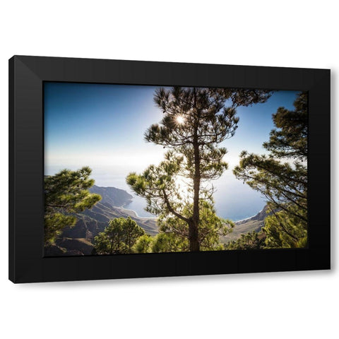 Canary Islands-El Hierro Island-Mirador de las Playas-elevated view of the east coast Black Modern Wood Framed Art Print by Bibikow, Walter