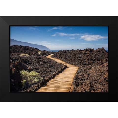 Canary Islands-El Hierro Island-Las Puntas-La Maceta-coastal walkway Black Modern Wood Framed Art Print by Bibikow, Walter
