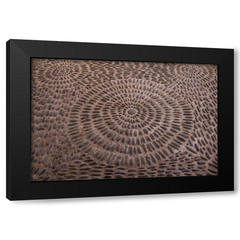 Canary Islands-Tenerife Island-Garachico-Iglesia de Santa Ana church-floor pattern Black Modern Wood Framed Art Print with Double Matting by Bibikow, Walter