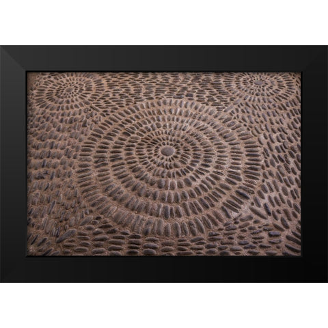 Canary Islands-Tenerife Island-Garachico-Iglesia de Santa Ana church-floor pattern Black Modern Wood Framed Art Print by Bibikow, Walter