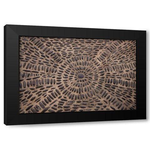 Canary Islands-Tenerife Island-Garachico-Iglesia de Santa Ana church-floor pattern Black Modern Wood Framed Art Print with Double Matting by Bibikow, Walter