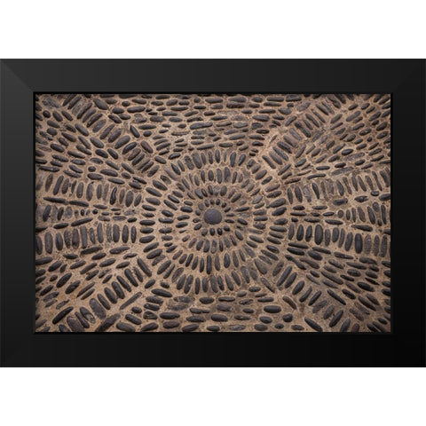 Canary Islands-Tenerife Island-Garachico-Iglesia de Santa Ana church-floor pattern Black Modern Wood Framed Art Print by Bibikow, Walter
