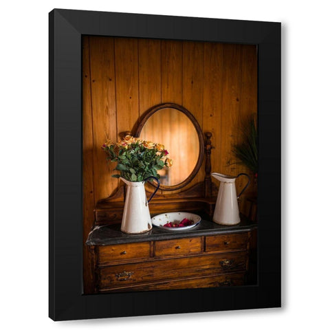 Canary Islands-Tenerife Island-La Orotava-dresser still life Black Modern Wood Framed Art Print by Bibikow, Walter