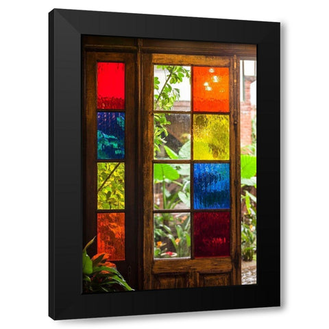Canary Islands-Tenerife Island-La Orotava-traditional Canarian house with stained glass windows Black Modern Wood Framed Art Print with Double Matting by Bibikow, Walter