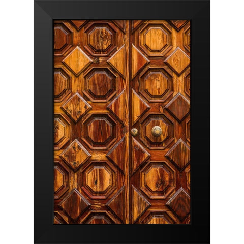 Canary Islands-Tenerife Island-La Orotava-door detail Black Modern Wood Framed Art Print by Bibikow, Walter