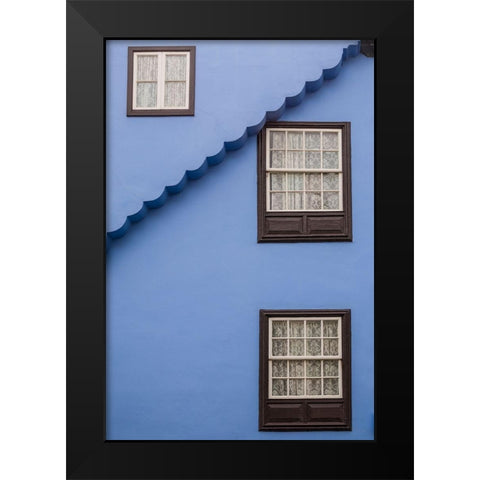 Canary Islands-Tenerife Island-San Cristobal de La Laguna-blue building detail Black Modern Wood Framed Art Print by Bibikow, Walter