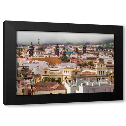 Canary Islands-Tenerife Island-San Cristobal de La Laguna-elevated view of the historical center Black Modern Wood Framed Art Print by Bibikow, Walter