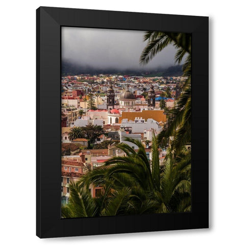 Canary Islands-Tenerife Island-San Cristobal de La Laguna-elevated view of the historical center Black Modern Wood Framed Art Print by Bibikow, Walter