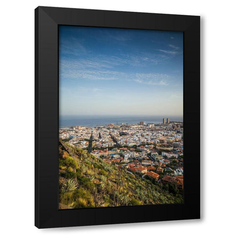Canary Islands-Tenerife Island-Santa Cruz de Tenerife-elevated view of city and port-late afternoon Black Modern Wood Framed Art Print with Double Matting by Bibikow, Walter