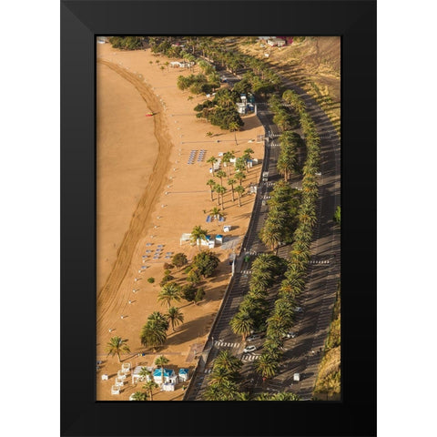 Canary Islands-Tenerife Island-San Andres-elevated view of San Andres Beach Black Modern Wood Framed Art Print by Bibikow, Walter