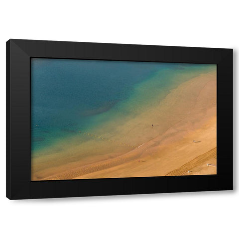 Canary Islands-Tenerife Island-San Andres-elevated view of San Andres Beach Black Modern Wood Framed Art Print by Bibikow, Walter