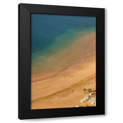 Canary Islands-Tenerife Island-San Andres-elevated view of San Andres Beach Black Modern Wood Framed Art Print by Bibikow, Walter