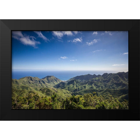 Canary Islands-Tenerife Island-northeast-La Cumbrilla-view of the Anaga Mountains Black Modern Wood Framed Art Print by Bibikow, Walter
