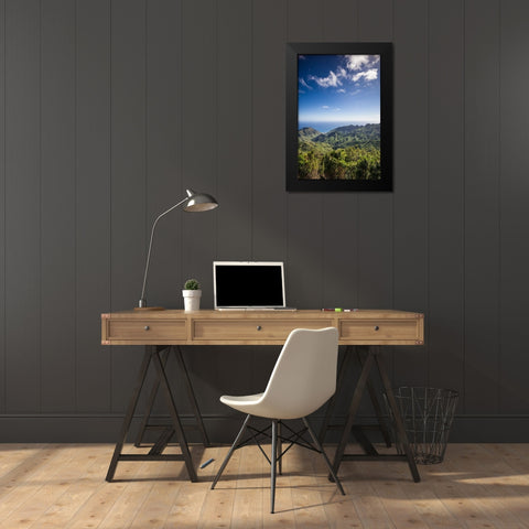 Canary Islands-Tenerife Island-northeast-La Cumbrilla-view of the Anaga Mountains Black Modern Wood Framed Art Print by Bibikow, Walter