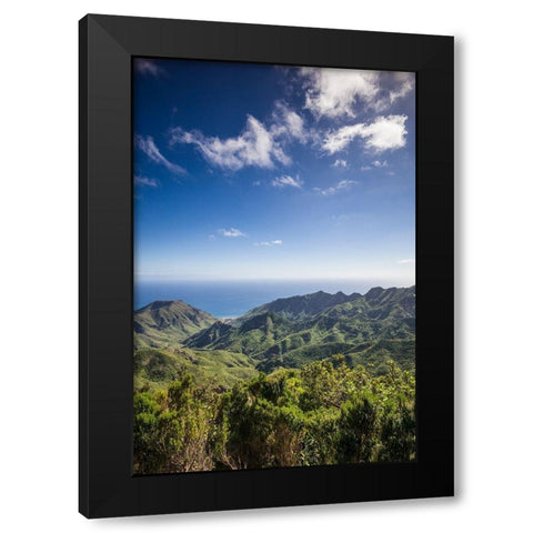 Canary Islands-Tenerife Island-northeast-La Cumbrilla-view of the Anaga Mountains Black Modern Wood Framed Art Print by Bibikow, Walter