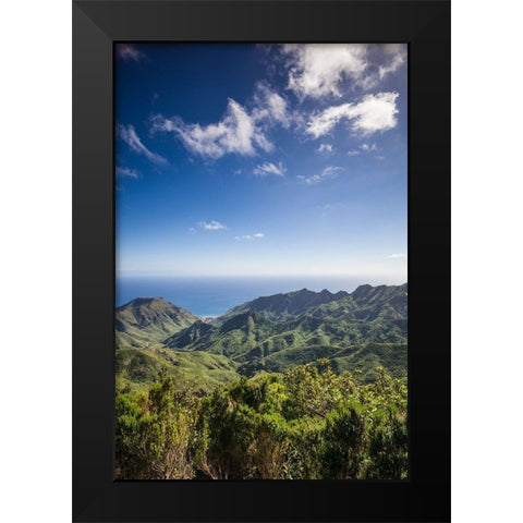 Canary Islands-Tenerife Island-northeast-La Cumbrilla-view of the Anaga Mountains Black Modern Wood Framed Art Print by Bibikow, Walter