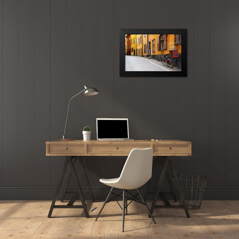 Sweden, Stockholm Street scene in Gamla Stan Black Modern Wood Framed Art Print by Ross, Nancy ,  Steve