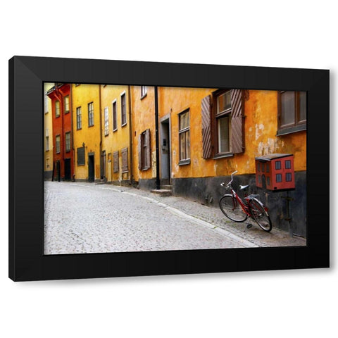 Sweden, Stockholm Street scene in Gamla Stan Black Modern Wood Framed Art Print with Double Matting by Ross, Nancy ,  Steve