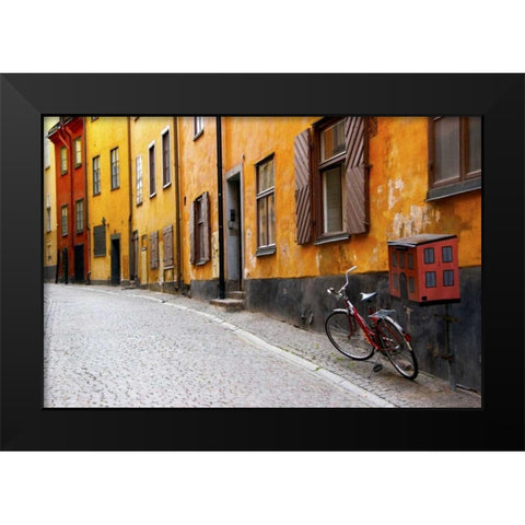 Sweden, Stockholm Street scene in Gamla Stan Black Modern Wood Framed Art Print by Ross, Nancy ,  Steve