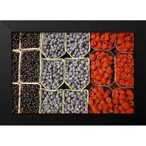 Sweden, Stockholm Berries at the Outdoor Market Black Modern Wood Framed Art Print by Ross, Nancy ,  Steve