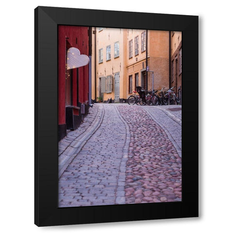 Sweden-Stockholm-Gamla Stan-Old Town-Royal Palace-old town street Black Modern Wood Framed Art Print by Bibikow, Walter