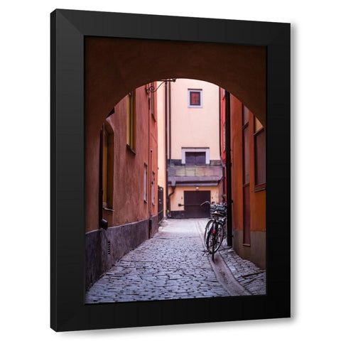 Sweden-Stockholm-Gamla Stan-Old Town-Royal Palace-old town street Black Modern Wood Framed Art Print by Bibikow, Walter