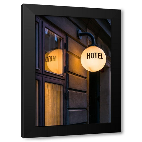Sweden-Stockholm-Gamla Stan-Old Town-hotel sign Black Modern Wood Framed Art Print with Double Matting by Bibikow, Walter