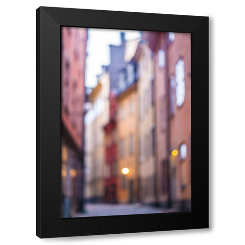 Sweden-Stockholm-Gamla Stan-Old Town-Royal Palace-old town street, Black Modern Wood Framed Art Print by Bibikow, Walter