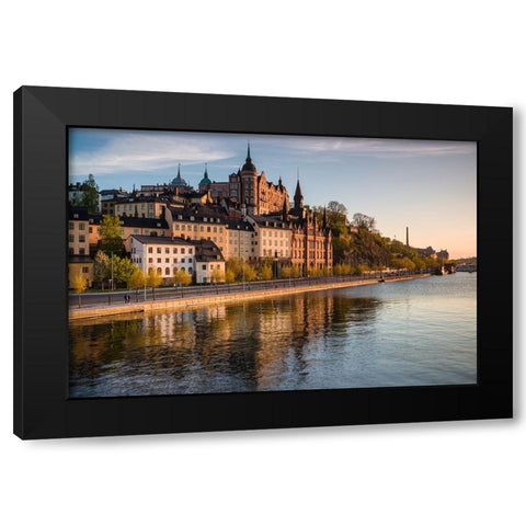 Sweden-Stockholm-view towards Sodermalm neighborhood-sunset Black Modern Wood Framed Art Print with Double Matting by Bibikow, Walter