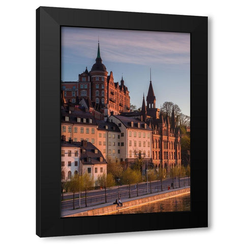 Sweden-Stockholm-view towards Sodermalm neighborhood-sunset Black Modern Wood Framed Art Print with Double Matting by Bibikow, Walter