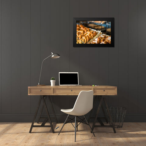 Sweden-Stockholm-Gamla Stan-Old Town-old town bakery-traditional cardamon buns Black Modern Wood Framed Art Print by Bibikow, Walter