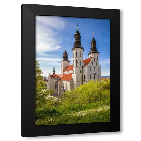 Sweden-Gotland Island-Visby-Visby Cathedral-12th century-exterior Black Modern Wood Framed Art Print with Double Matting by Bibikow, Walter