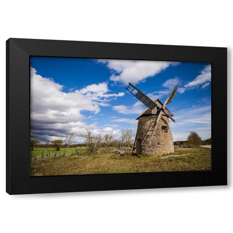 Sweden-Gotland Island-Botvatte-old windmill Black Modern Wood Framed Art Print with Double Matting by Bibikow, Walter