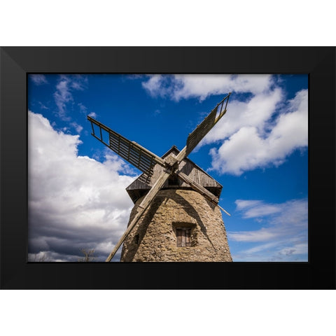 Sweden-Gotland Island-Botvatte-old windmill Black Modern Wood Framed Art Print by Bibikow, Walter