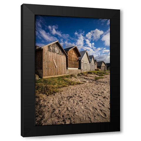 Sweden-Gotland Island-Djupvik-fishing shacks Black Modern Wood Framed Art Print by Bibikow, Walter