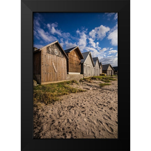 Sweden-Gotland Island-Djupvik-fishing shacks Black Modern Wood Framed Art Print by Bibikow, Walter
