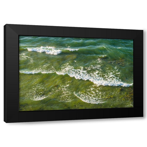 Sweden-Gotland Island-Hogklint-high angle view of the sea from western cliffs Black Modern Wood Framed Art Print by Bibikow, Walter