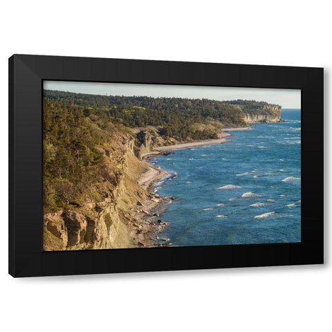 Sweden-Gotland Island-Hogklint-high angle view of western cliffs Black Modern Wood Framed Art Print by Bibikow, Walter
