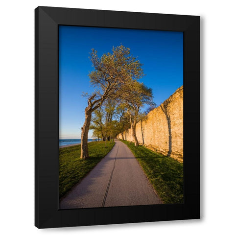 Sweden-Gotland Island-Visby-12th century city wall-most complete medieval city wall in Europe-sunse Black Modern Wood Framed Art Print with Double Matting by Bibikow, Walter