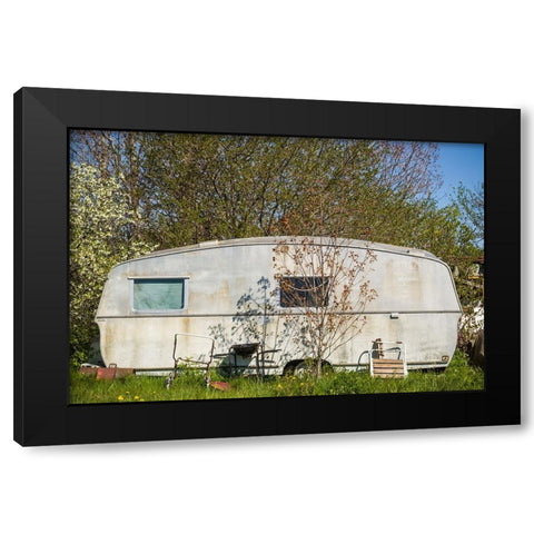 Sweden-Faro Island-Faro Broskogs-Creperie Tati-Kutens Bensin-hip former gas station now a restauran Black Modern Wood Framed Art Print with Double Matting by Bibikow, Walter