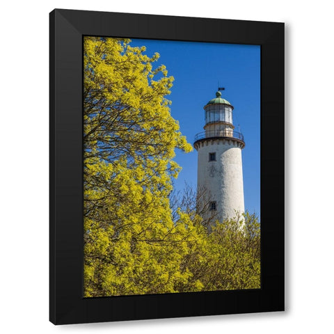 Sweden-Faro Island-Skogsbo-Skogsbo Lighthouse Black Modern Wood Framed Art Print with Double Matting by Bibikow, Walter