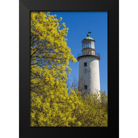 Sweden-Faro Island-Skogsbo-Skogsbo Lighthouse Black Modern Wood Framed Art Print by Bibikow, Walter