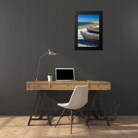 Sweden-Faro Island-Kursviken-coastal farmers fishing boats Black Modern Wood Framed Art Print by Bibikow, Walter