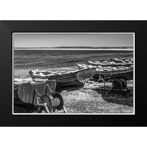 Sweden-Faro Island-Kursviken-coastal farmers fishing boats Black Modern Wood Framed Art Print by Bibikow, Walter