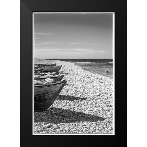 Sweden-Faro Island-Kursviken-coastal farmers fishing boats Black Modern Wood Framed Art Print by Bibikow, Walter