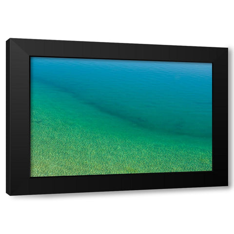 Sweden-Gotland Island-Labro-Bla Lagunen-Blue Lagoon-natural swimming area in former chalk quarry wi Black Modern Wood Framed Art Print by Bibikow, Walter